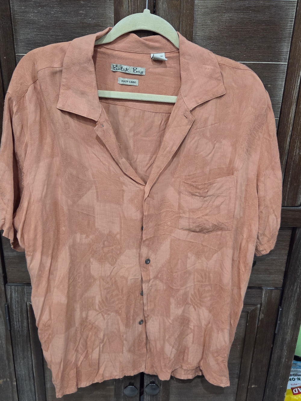 Batik Bay Men’s 100% Rayon Peach Print Button Up Shirt Size XL